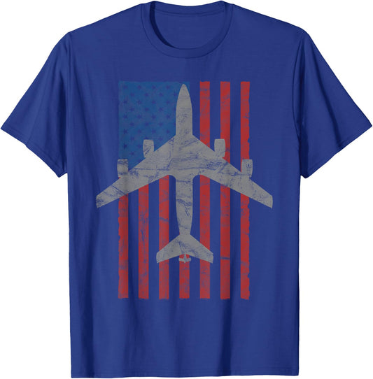 KC-135 Stratotanker Airplane Color Vintage Flag T-Shirt - T-Shirt | Royal