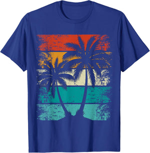 Cooler Sommerurlaub, Retro-Sonnenuntergang Palme T-Shirt - T-Shirt | Royal