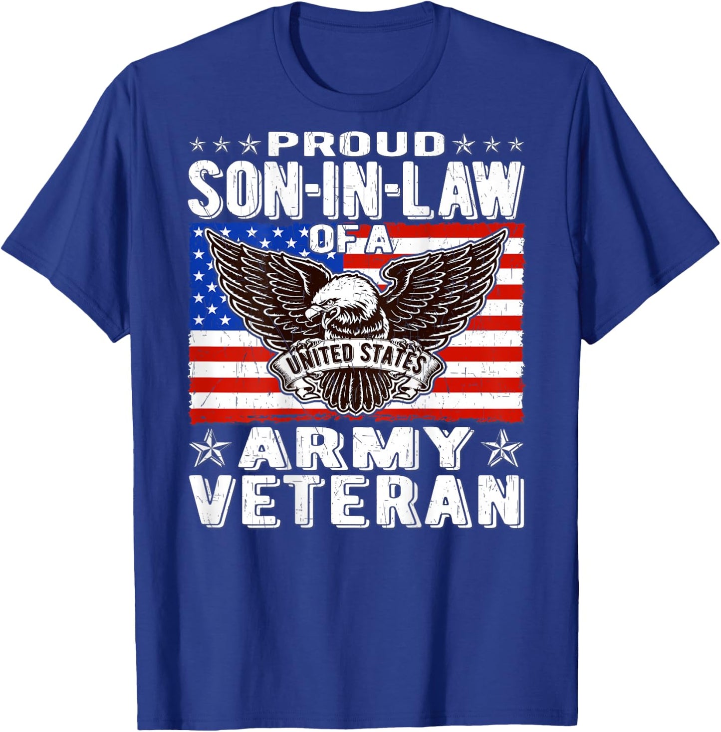 Proud Son-In-Law Of Army Veteran Patriotic Military Family T-Shirt - T-Shirt | Royal
