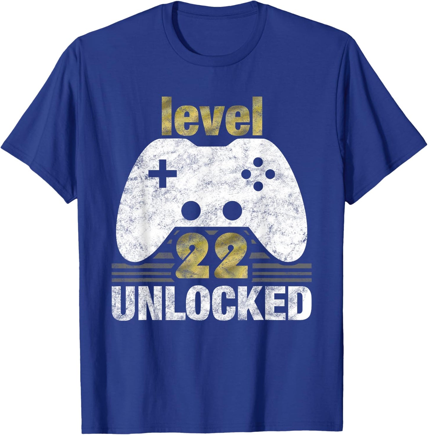Level 22 Unlocked 22nd Birthday 22 Year Old Gift Gamers T-Shirt - T-Shirt | Royal