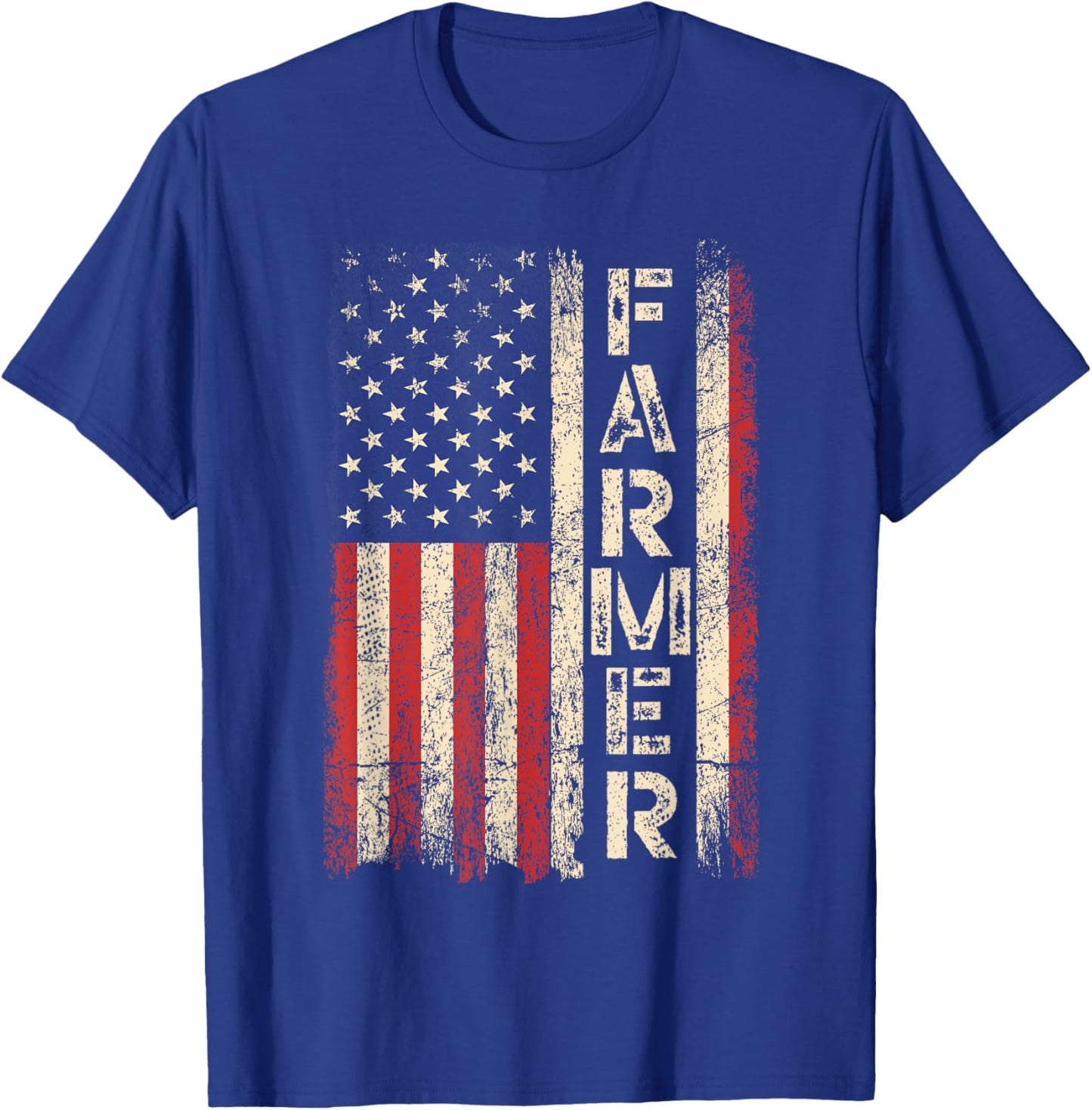 Farmer Tractors USA American Flag Patriotic Farming Men T-Shirt - T-Shirt | Royal