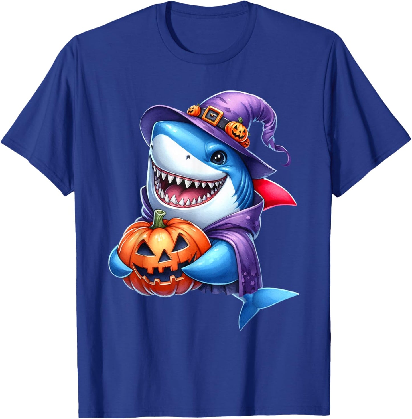Shark Halloween Shark Lover Pumpkin Shark Halloween Boy Kids T-Shirt - T-Shirt | Royal