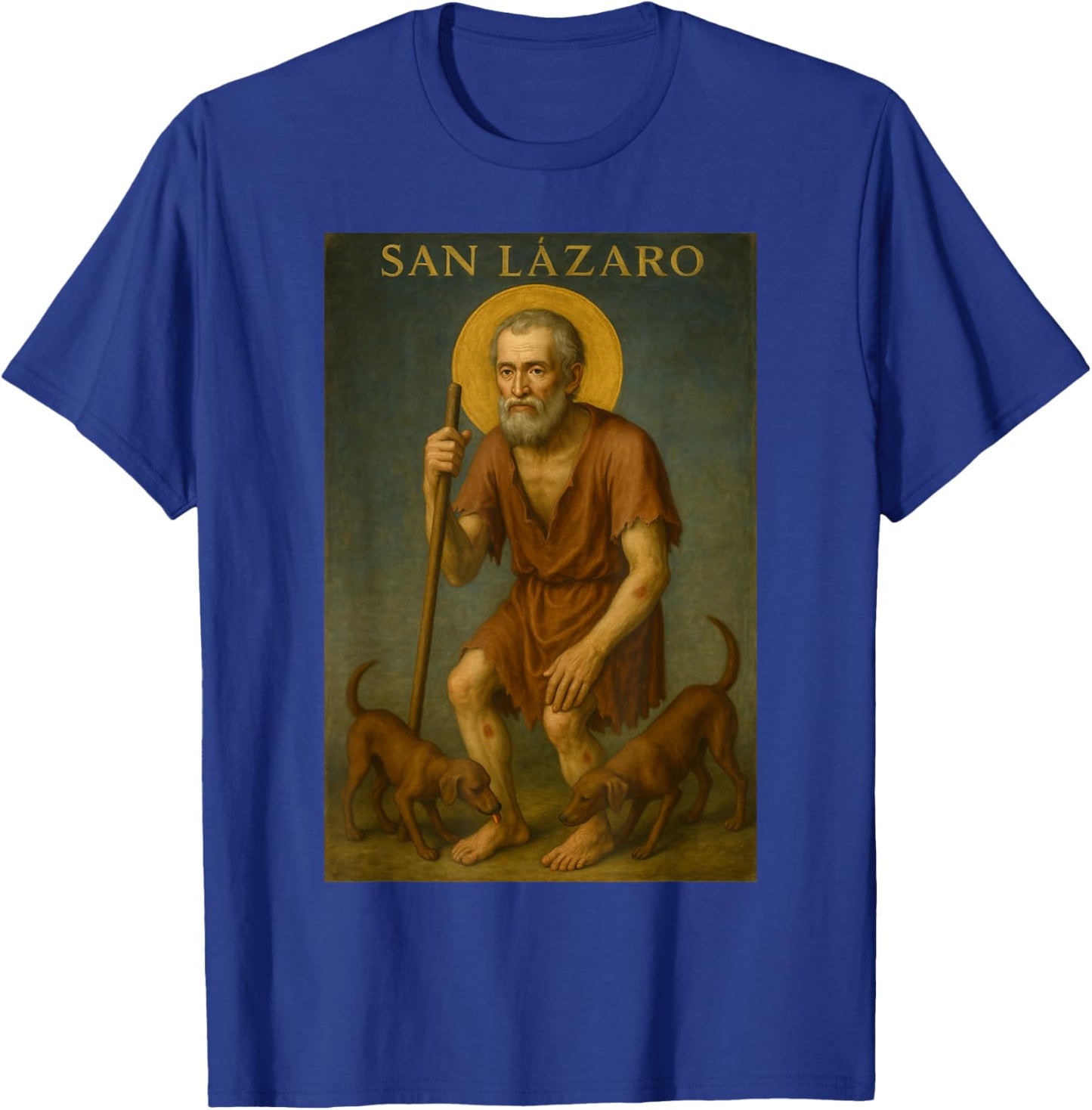 San Lazaro Santeria babalu Aye with dogs T-Shirt - T-Shirt | Royal