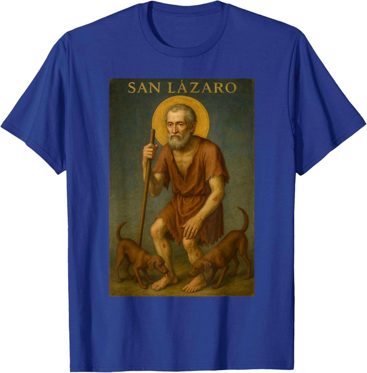 San Lazaro Santeria babalu Aye with dogs T-Shirt - T-Shirt | Royal