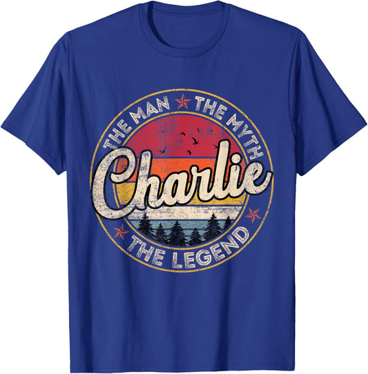Charlie The Man The Myth The Legend Personalized Name T-Shirt - T-Shirt | Royal