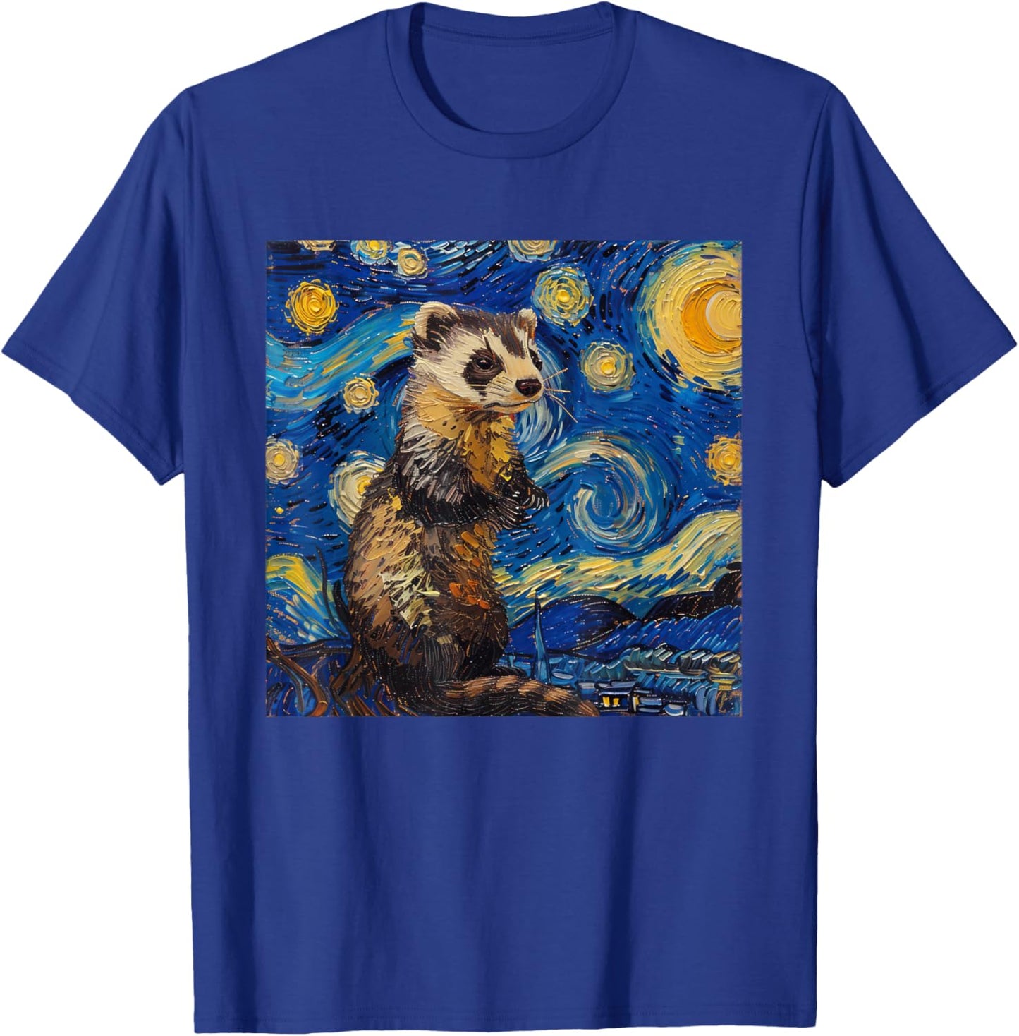 Ferret Van Gogh Starry Night T-Shirt - T-Shirt | Royal