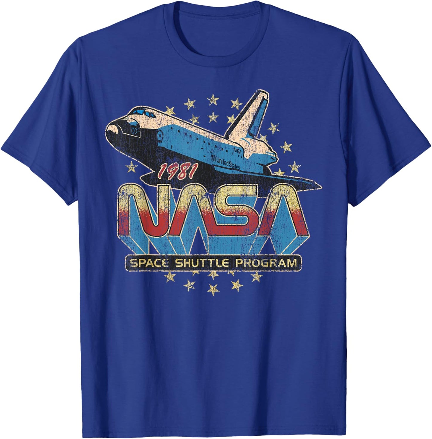NASA Space Shuttle Program 1981 Distressed T-Shirt - T-Shirt | Royal