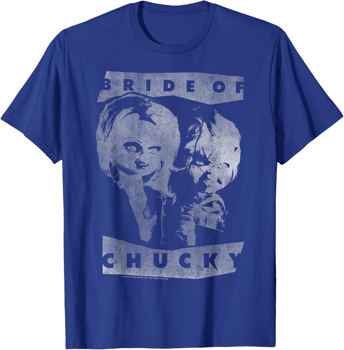 Child's Play Bride of Chucky Faded White Portrait T-Shirt - T-Shirt | Royal