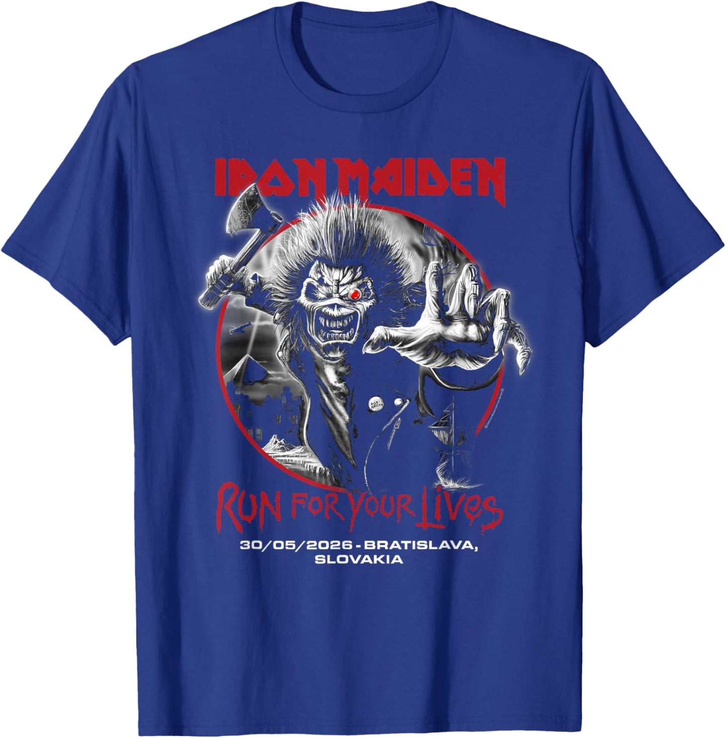 Iron Maiden Run for Your Lives Tour 2026 Bratislava T-Shirt - T-Shirt | Royal