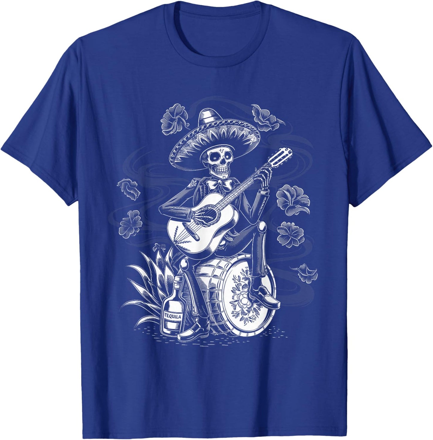 Mexico Vintage Skeleton Tequila Dia De Los Muertos Mexican T-Shirt - T-Shirt | Royal