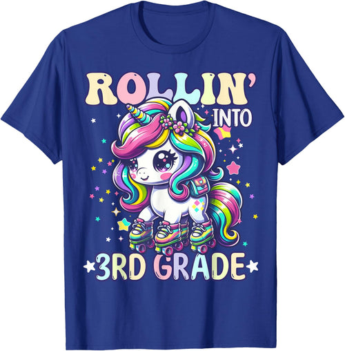 3rd Grade Back To School First Day Girl Rollin Unicorn