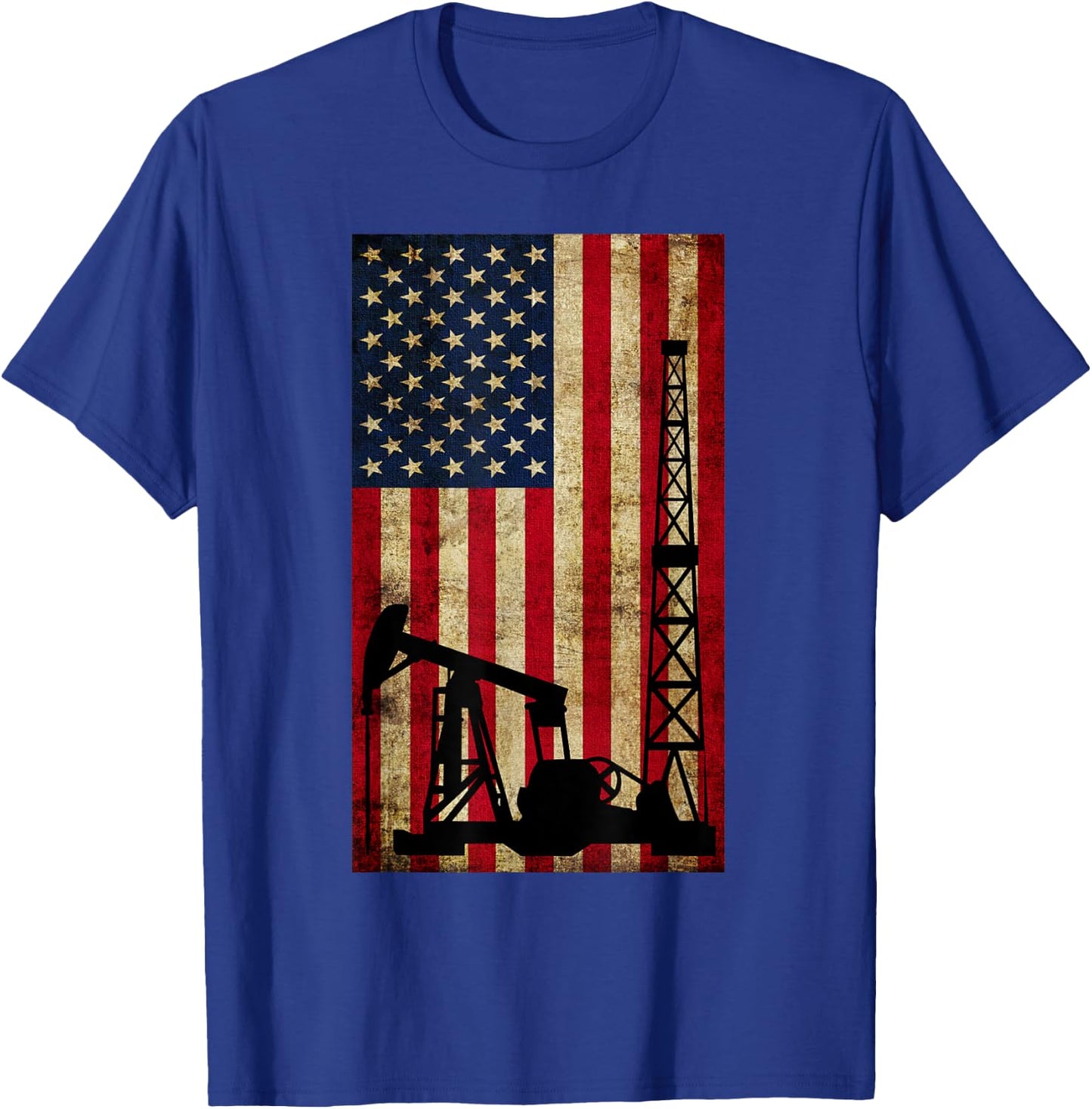 Vintage Landman USA Flag Oil Rig Pump Gas Workers Red Gifts T-Shirt - T-Shirt | Royal