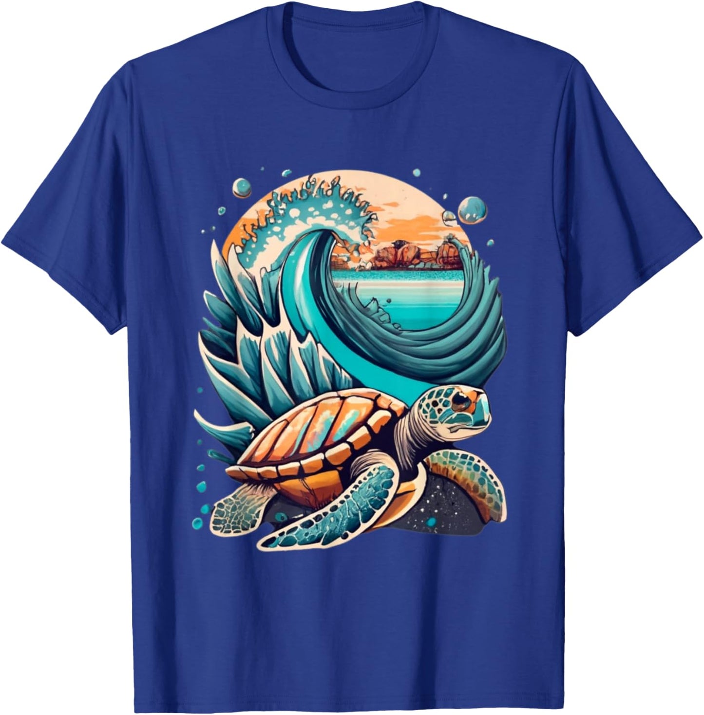 Seaturtle, with waves, sun and beach in the background Women Kids T-Shirt - T-Shirt | Royal