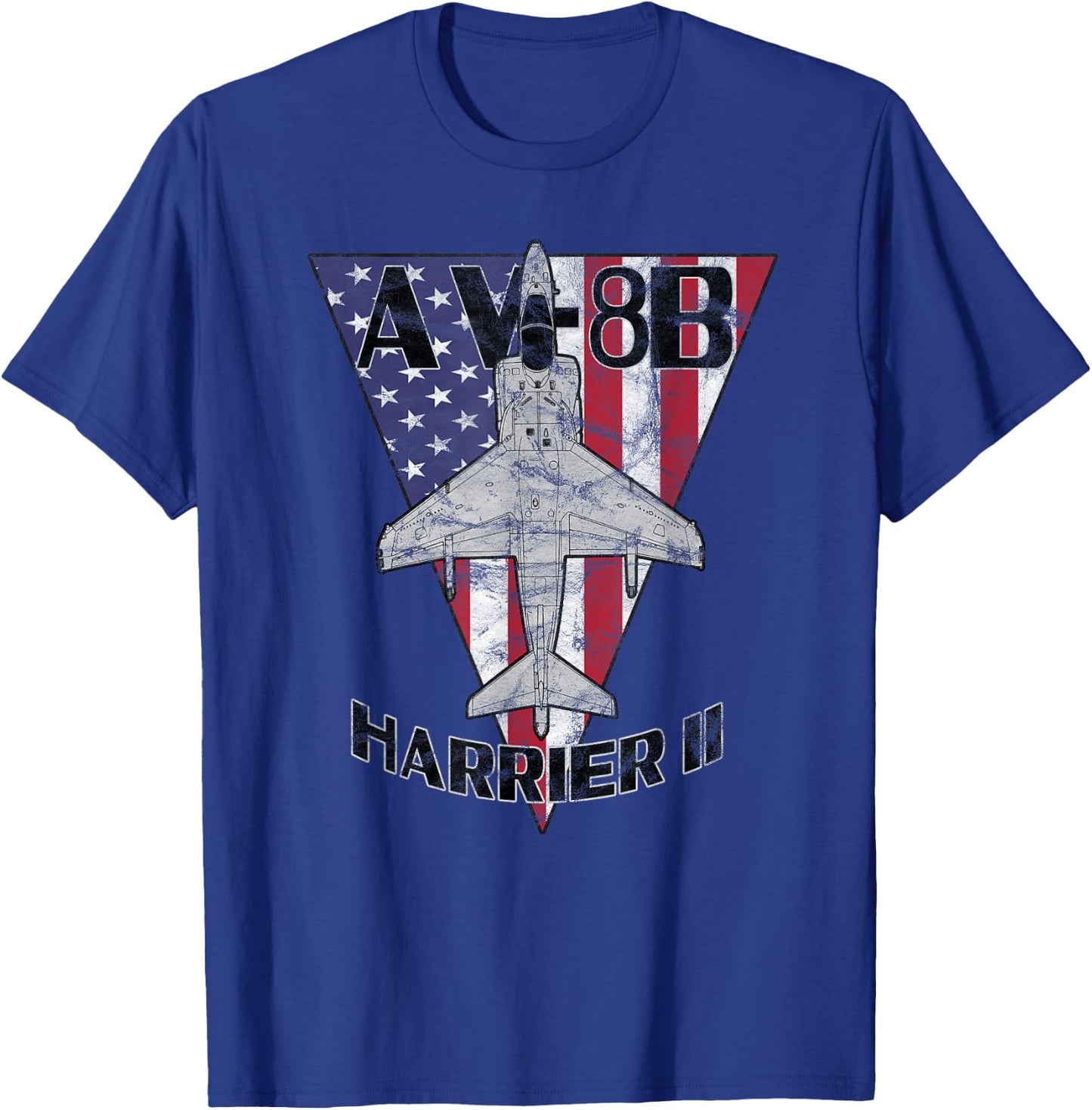 AV-8B Harrier II Jet Patriotic Airplane Vintage Design T-Shirt - T-Shirt | Royal