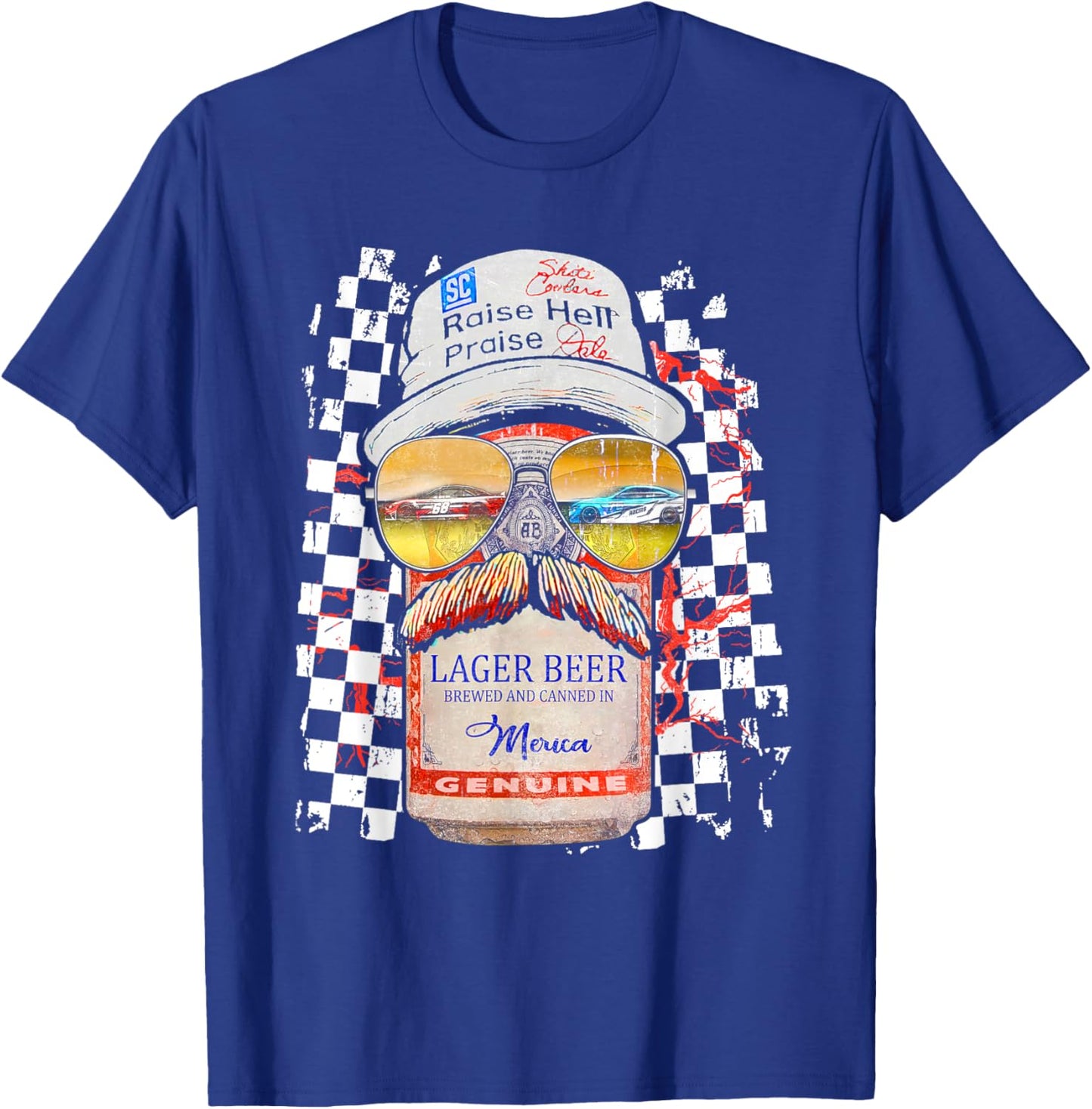 Graphic Motorsport Retro 90s Racing Retro Drinking Beer T-Shirt - T-Shirt | Royal