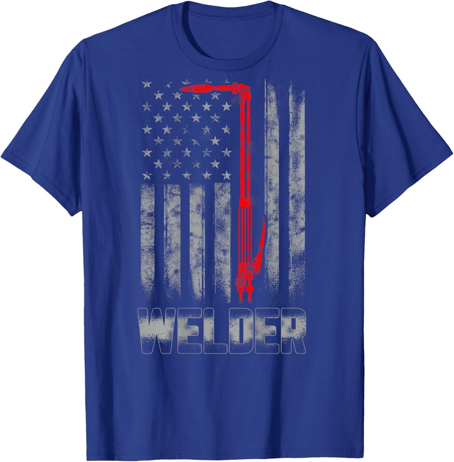 Welder Red line American Flag Shirt USA Patriotic Welder T-Shirt - T-Shirt | Royal