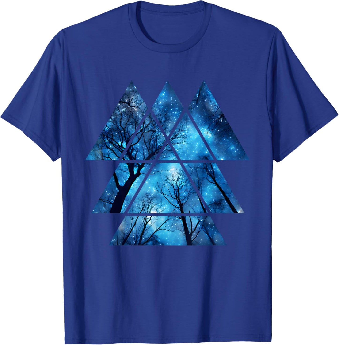 Geometric Sky at Night Trees Nature Outdoor Graphic T-Shirt - T-Shirt | Royal