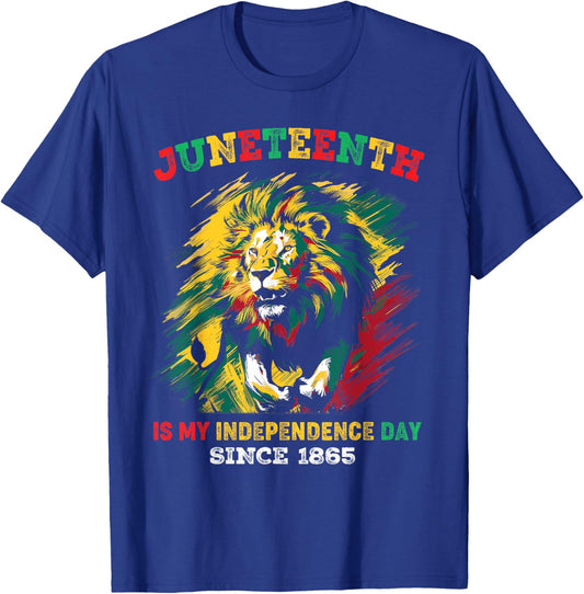Juneteenth Is My Independence Day Lion Free-ish Since 1865 Kids Men T-Shirt - T-Shirt | Royal