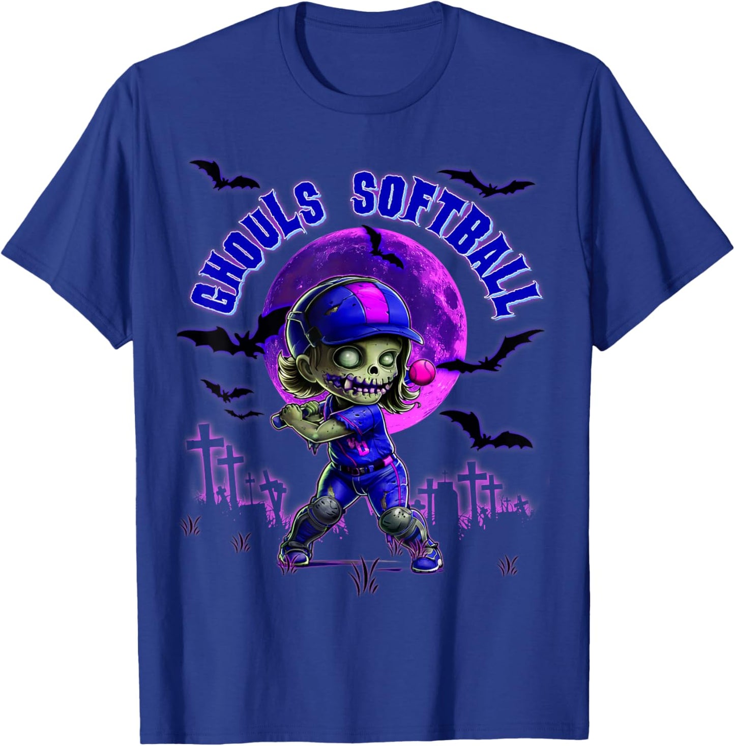 Halloween Softball for Girls Creepy Spooky Zombie Batter T-Shirt - T-Shirt | Royal