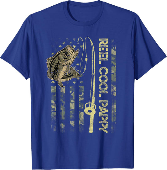 Reel Cool Pappy Camouflage American Flag Funny Gift T-Shirt - T-Shirt | Royal