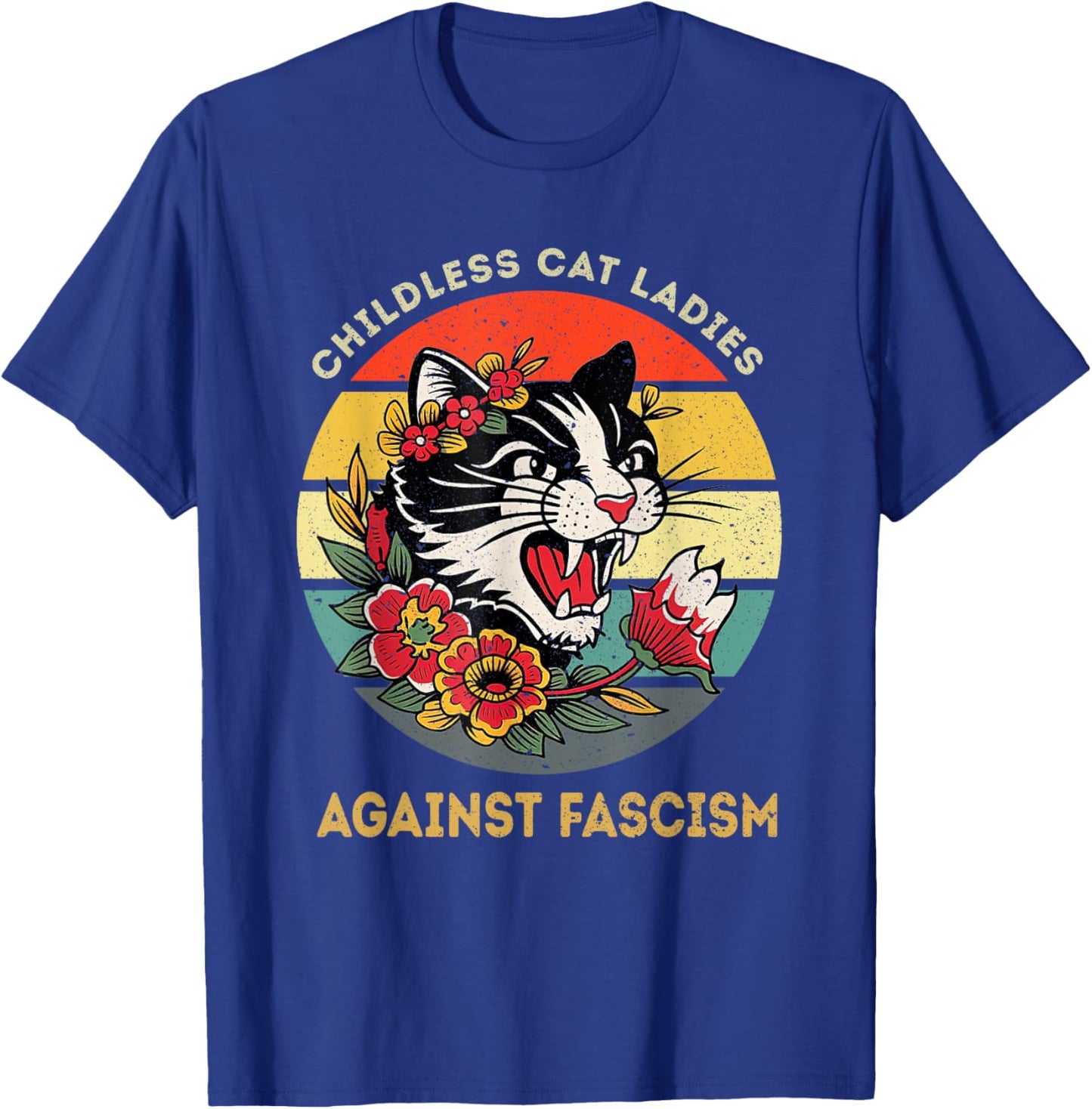 Childless Cat Ladies Against Fascism T-Shirt - T-Shirt | Royal