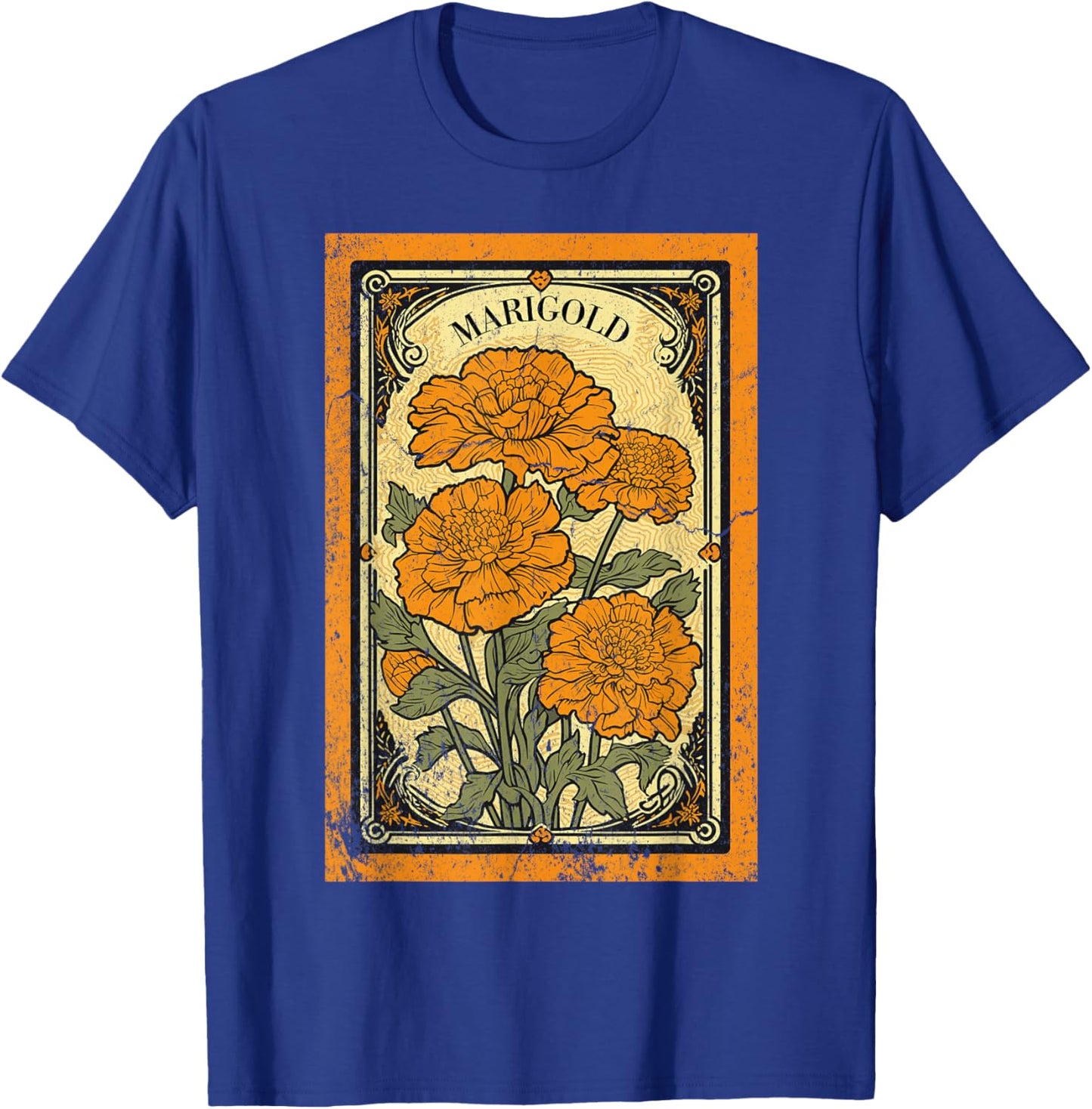 Vintage Marigold Flowers Tarot Card T-Shirt - T-Shirt | Royal