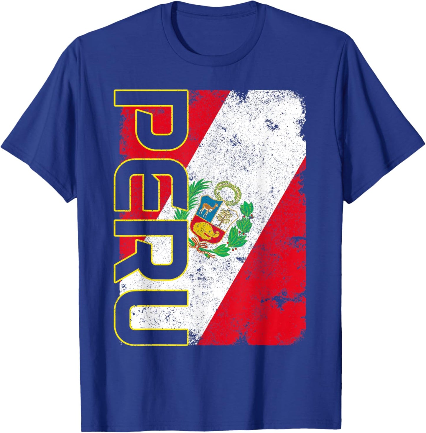 Peru Peruvian Flag Pride Vintage T-Shirt - T-Shirt | Royal