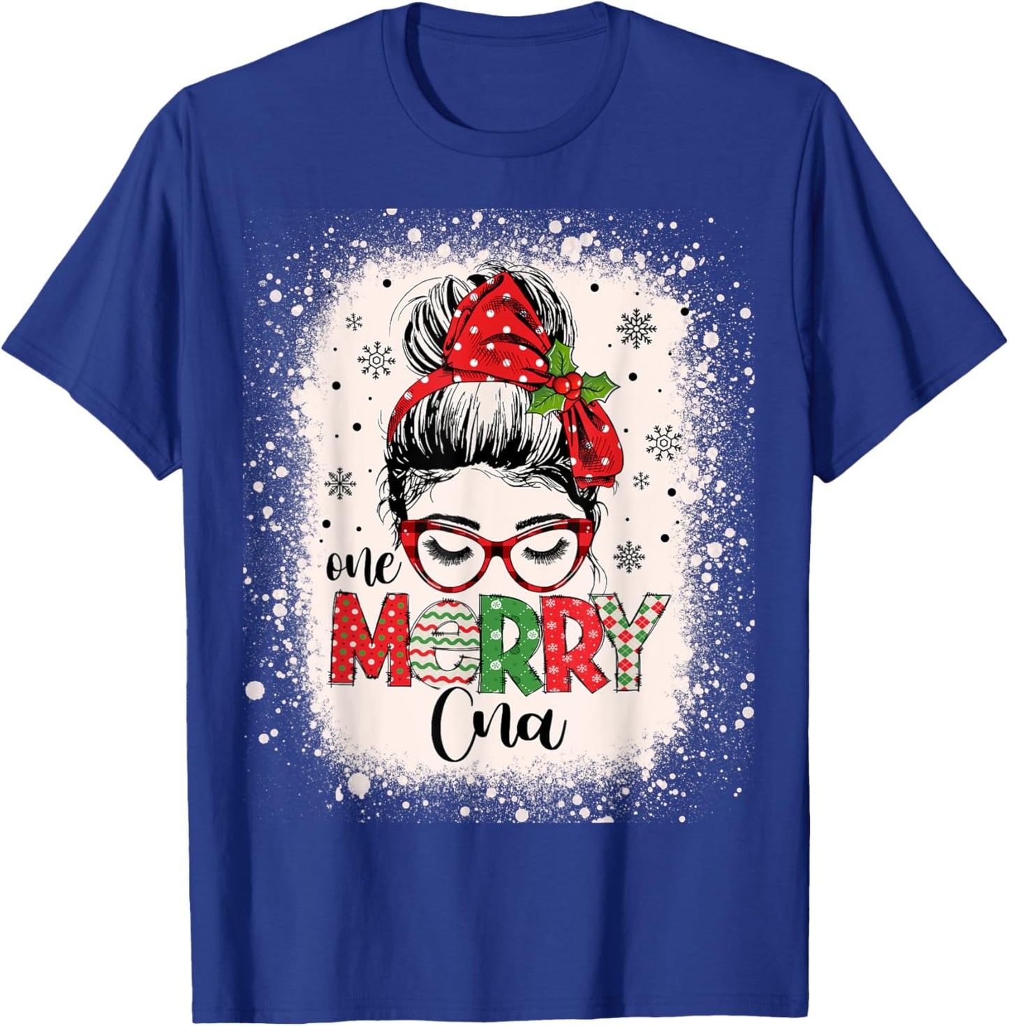 Cna Nurse Messy Bun Nurse's Aid Christmas T-Shirt - T-Shirt | Royal