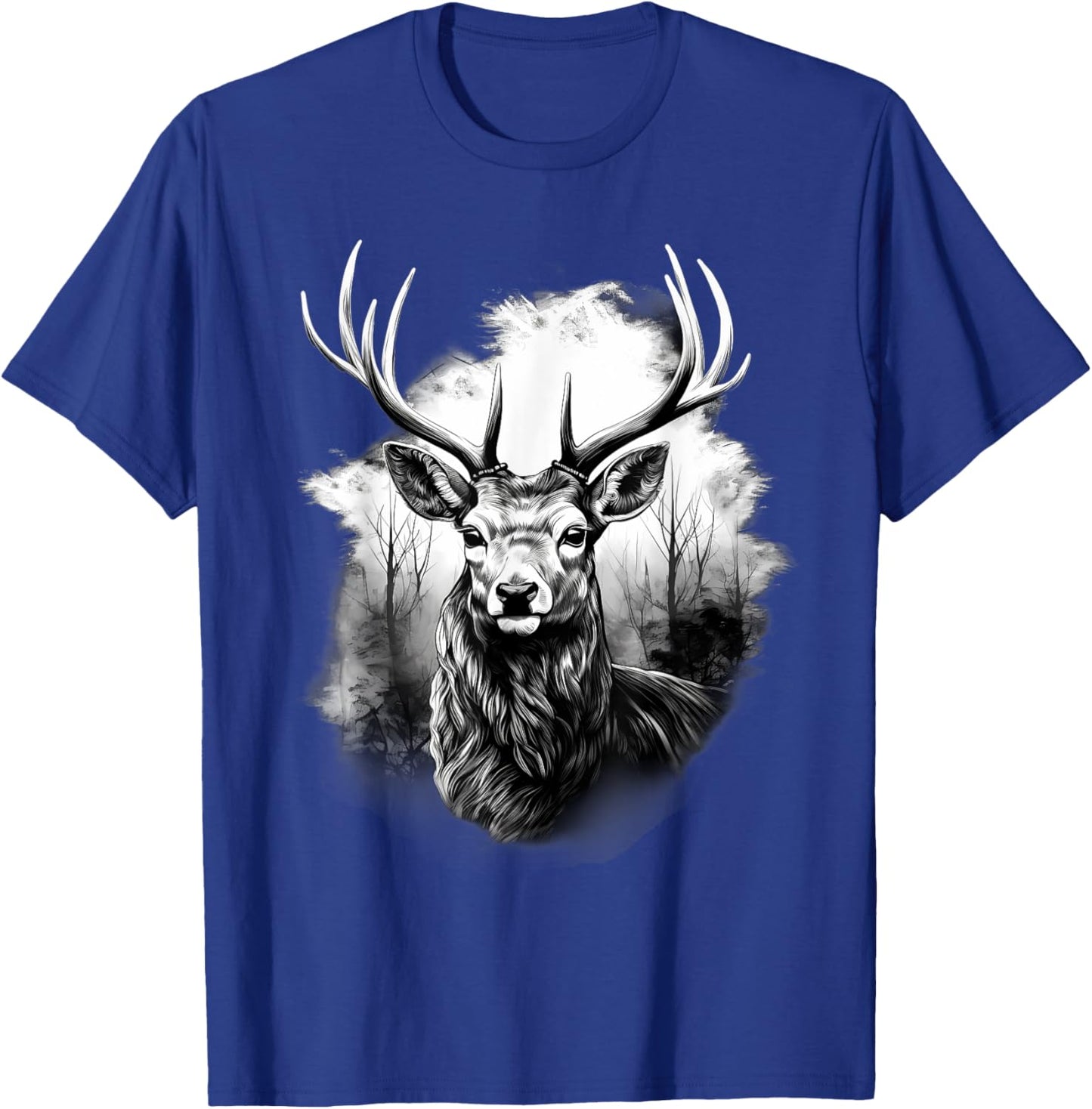 Deer Animal Print Drawing Artwork Animal Lovers Nature T-Shirt - T-Shirt | Royal
