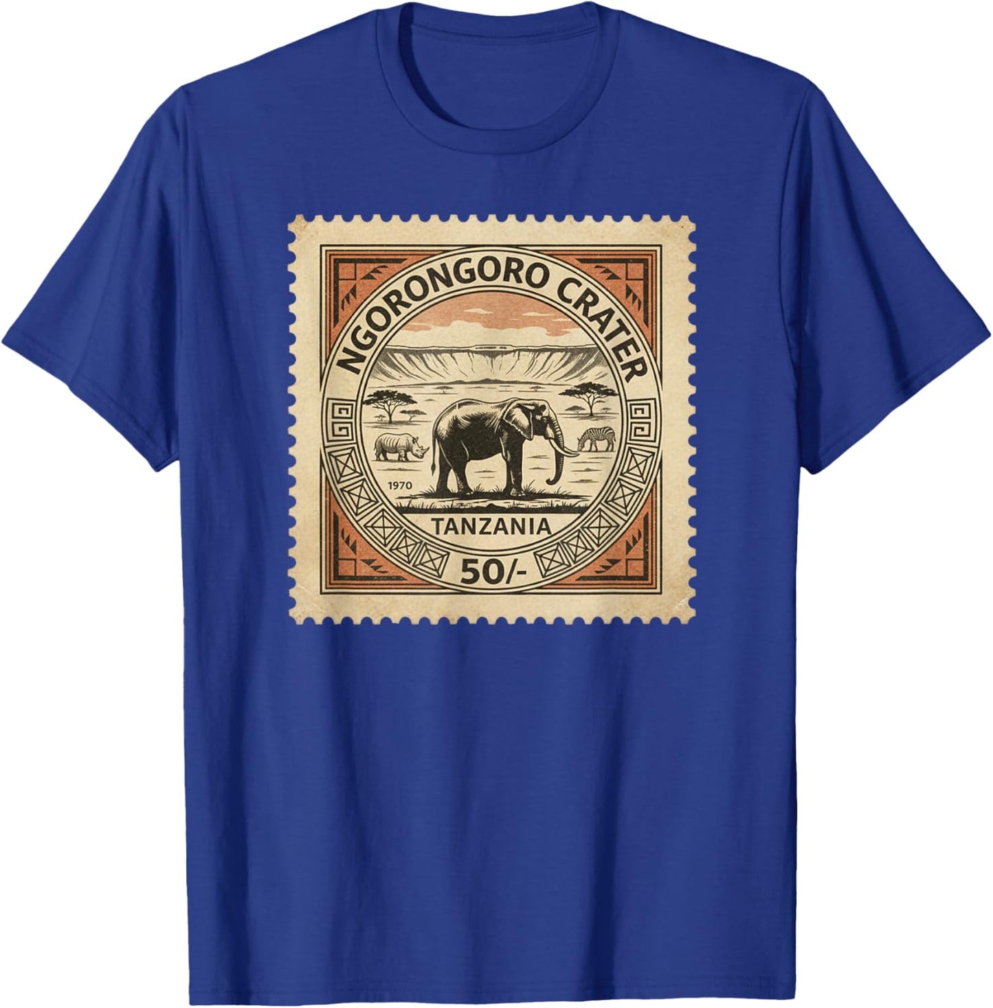 Afrikanische Safari-Stempel Ngorongoro Krater Tansania Porto T-Shirt - T-Shirt | Royal