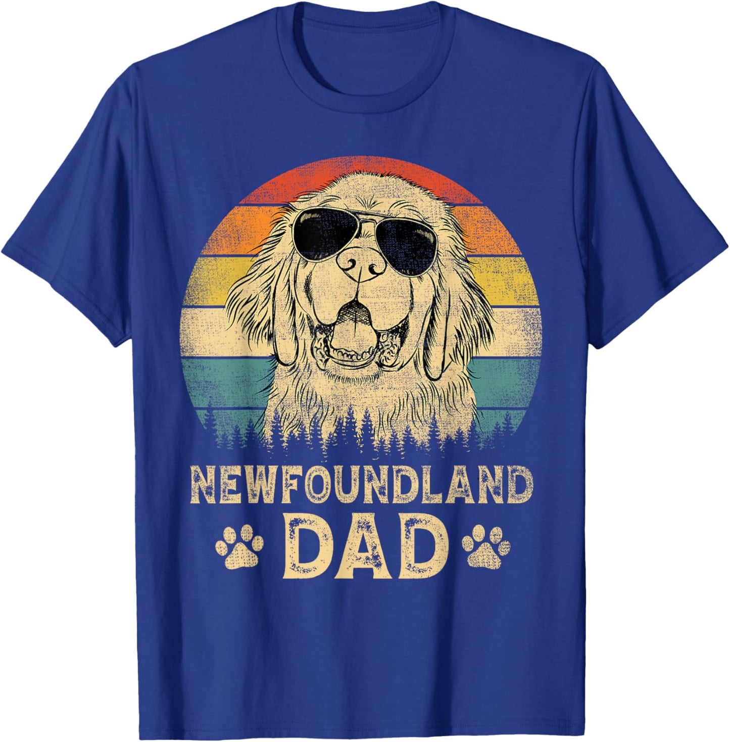 Vintage Newfoundland Dad Dog Lovers Father's Day Men Women T-Shirt - T-Shirt | Royal