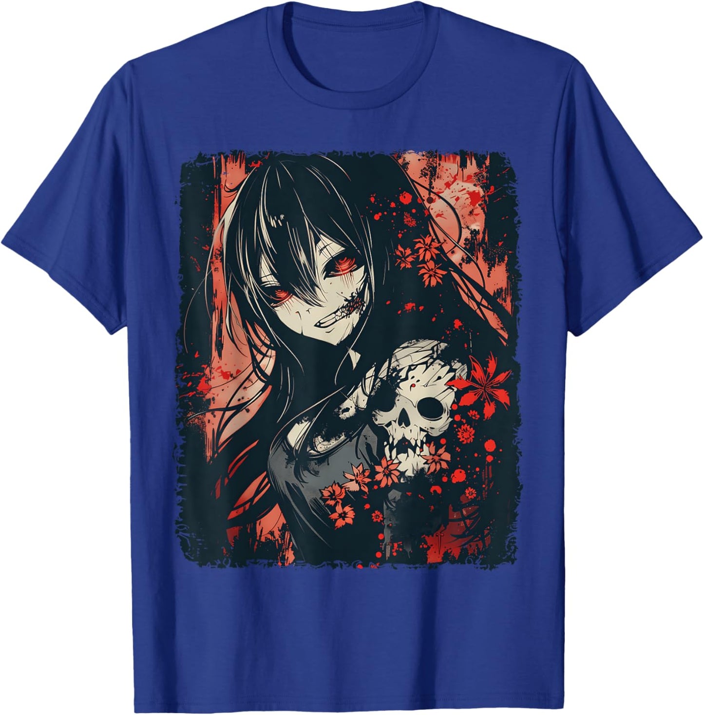 Anime Horror Girl Aesthetic Japanese Creepy Kawaii Goth T-Shirt - T-Shirt | Royal