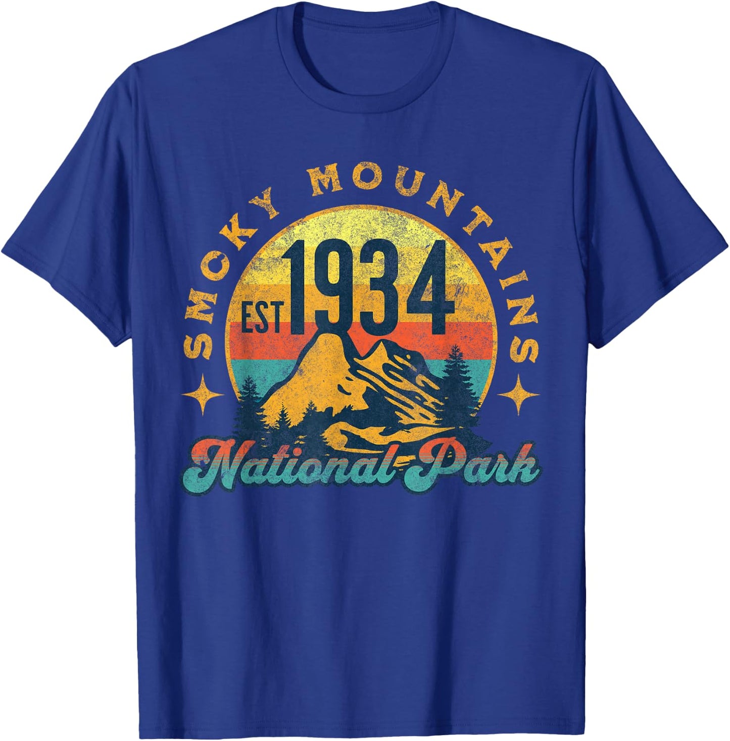 Smoky Mountains Nature Mountains Hiking Outdoors Vintage T-Shirt - T-Shirt | Royal
