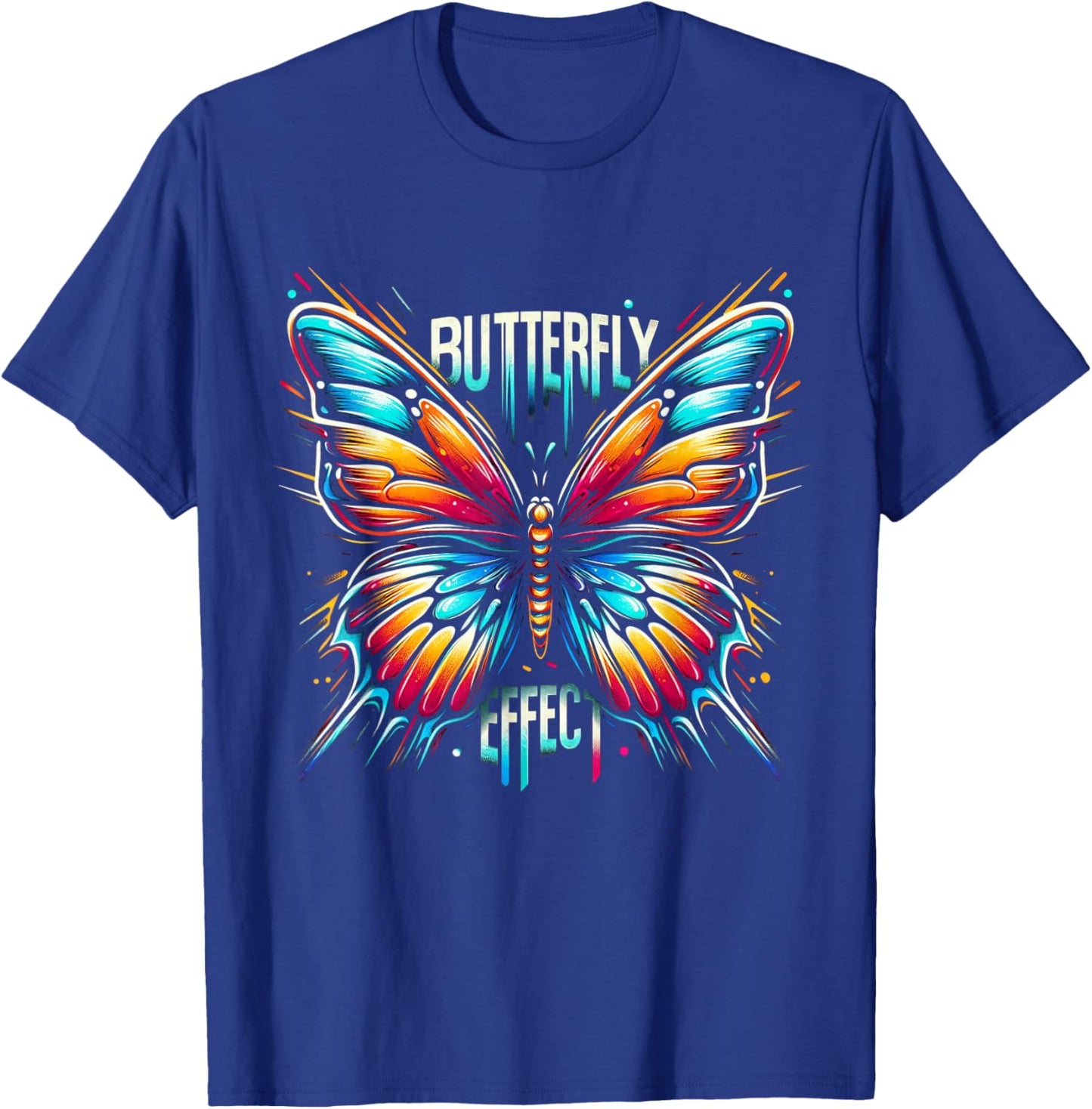 Butterfly Colorful Graffiti Artwork - Nature Meets Street T-Shirt - T-Shirt | Royal