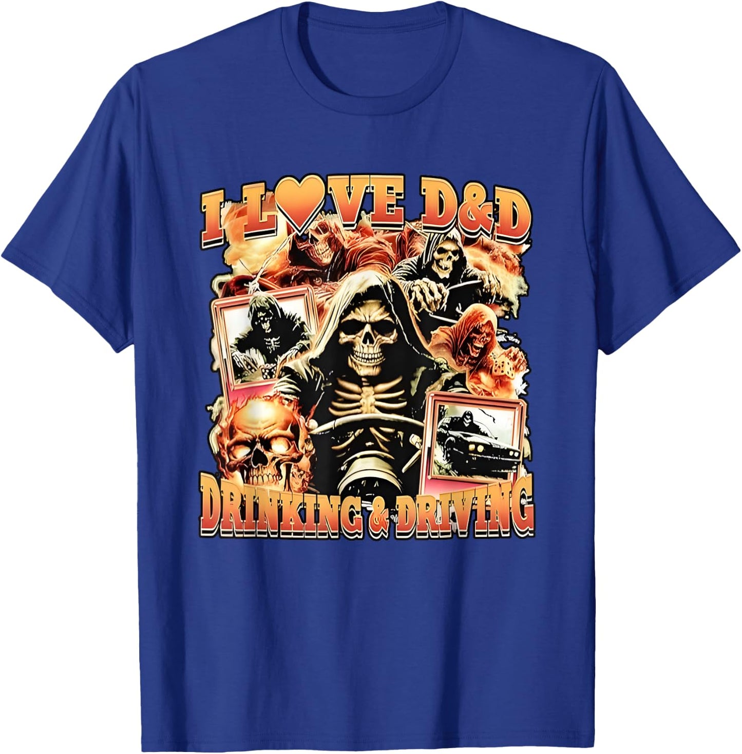 I love D&D Drinking & Driving Death Reaper T-Shirt - T-Shirt | Royal