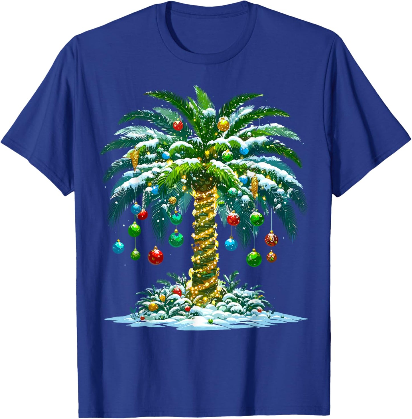 Christmas Palm Tree Hawaiian Tropical Xmas T-Shirt - T-Shirt | Royal