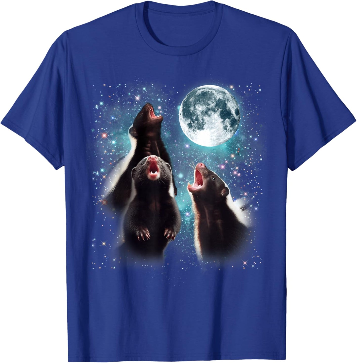 3 Skunk Moon Howling Skunk Head Funny , Women, Kid T-Shirt - T-Shirt | Royal