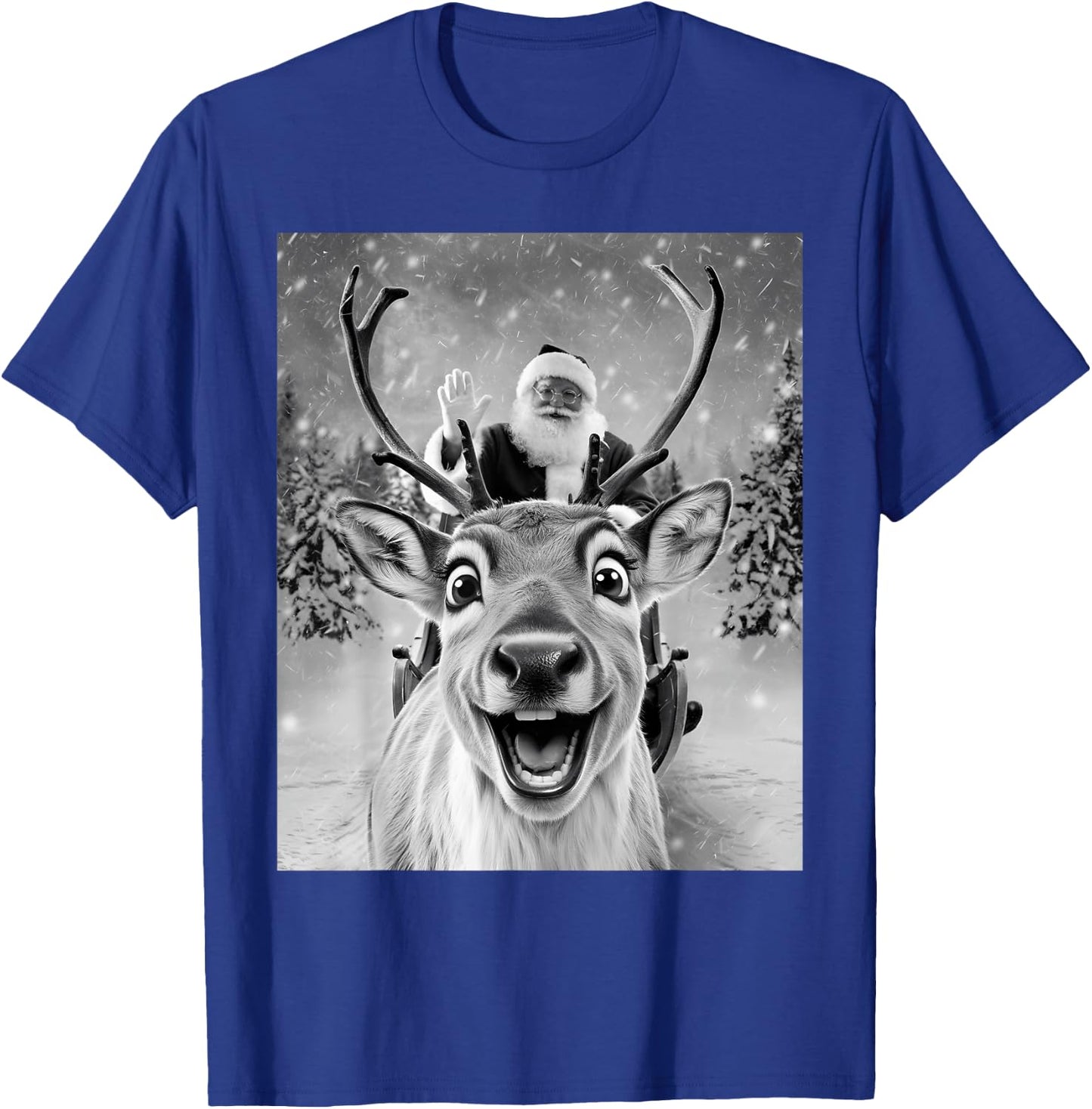 Funny Reindeer Selfie Santa Christmas Gifts Men Women Kid T-Shirt - T-Shirt | Royal