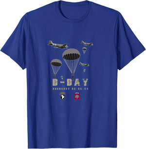 USA Paratroopers D-Day WWII Normandy 82nd 101nd Airborne T-Shirt - T-Shirt | Royal