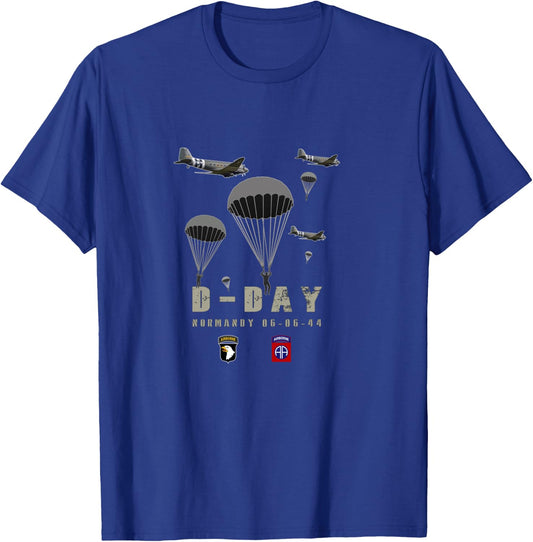 USA Paratroopers D-Day WWII Normandy 82nd 101nd Airborne T-Shirt - T-Shirt | Royal