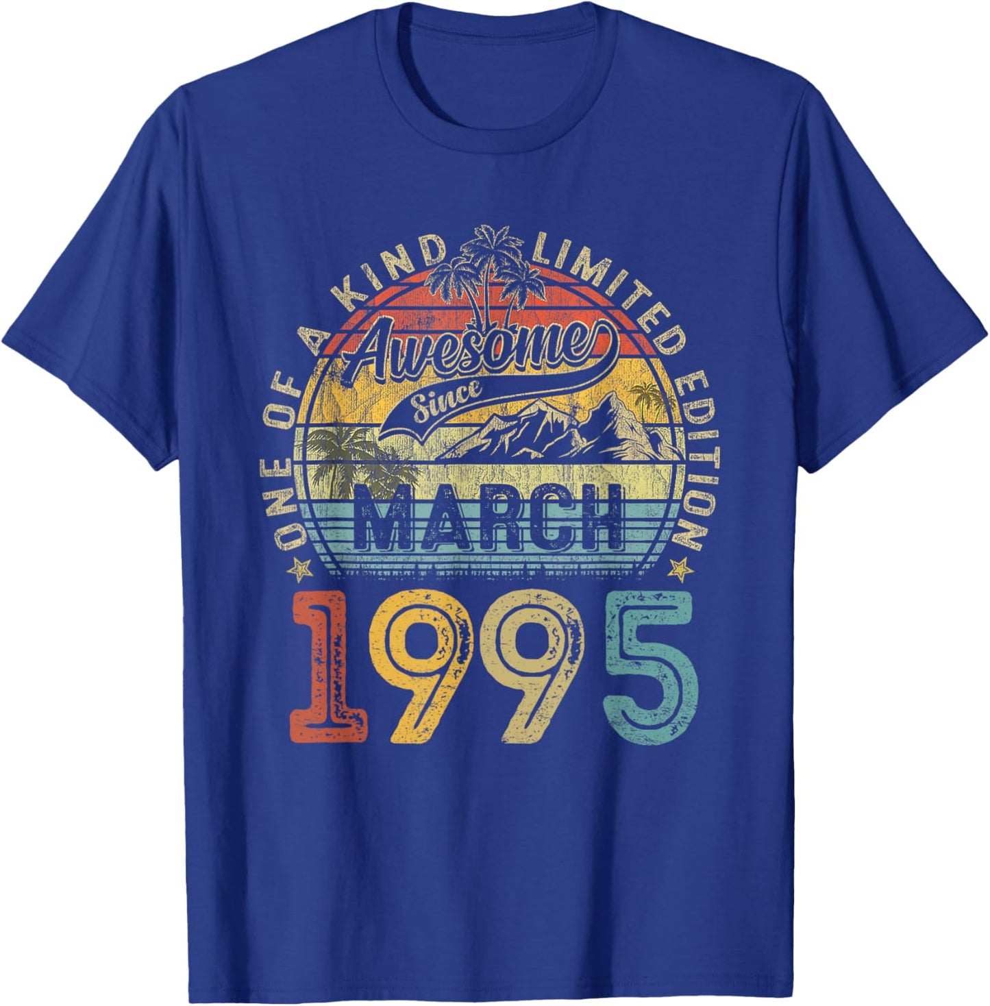 Vintage 30 Years Old Awesome Since March 1995 30th Birthday T-Shirt - T-Shirt | Royal