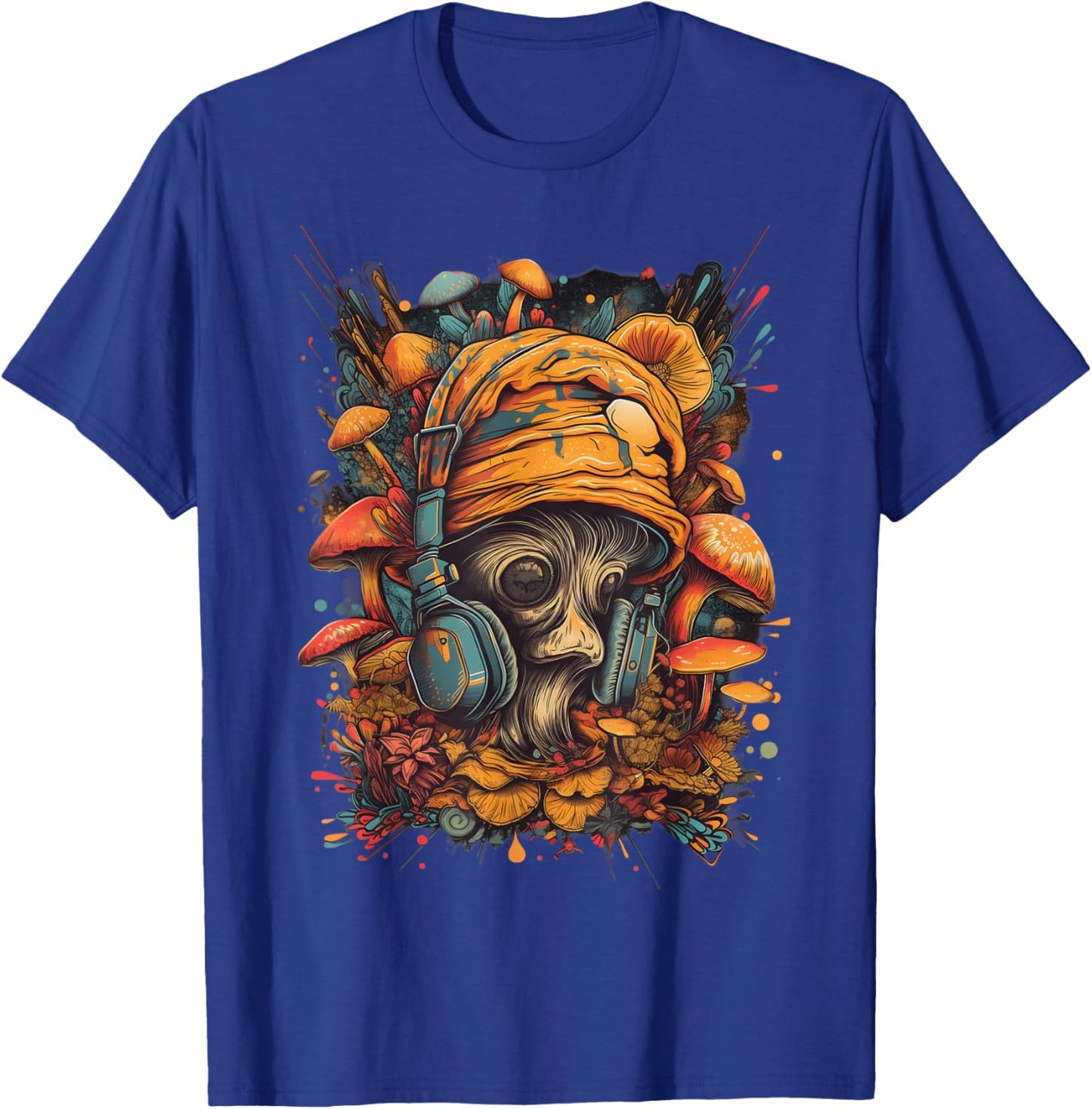 Mushroom Rave Colourful Abstract Goa Trance Music T-Shirt - T-Shirt | Royal
