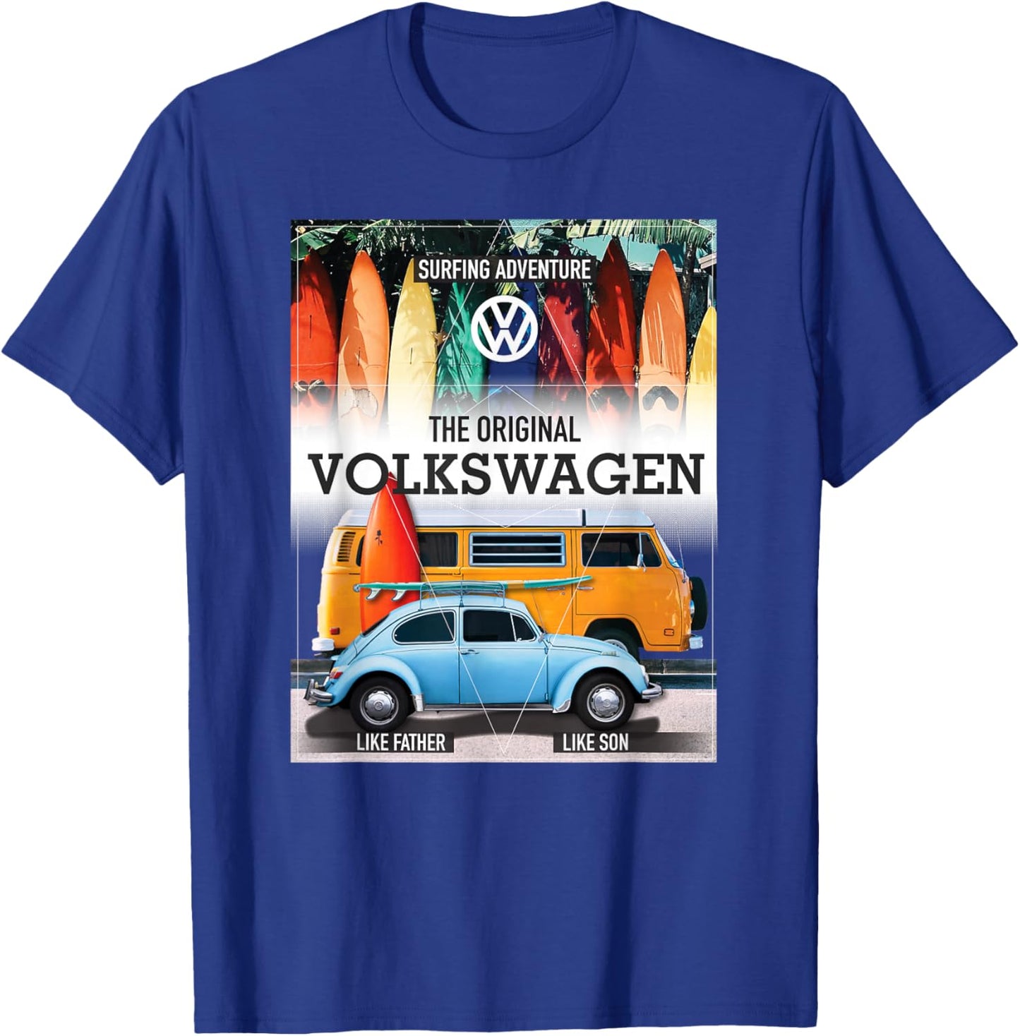 Volkswagen Surfing Adventure Beetle & Camper T-Shirt - T-Shirt | Royal