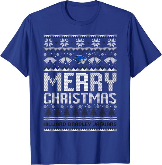 Hilliard Bradley Jaguars Logo Merry Christmas Ugly Sweater T-Shirt - T-Shirt | Royal