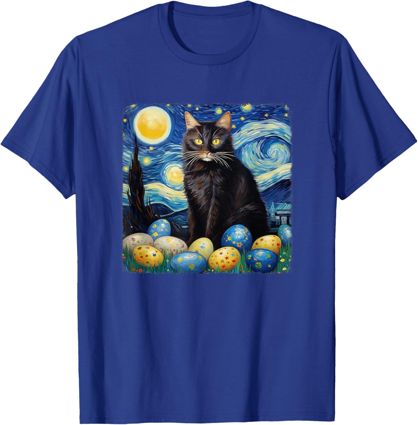 Easter Cat Starry Night by Vincent van Gogh Easter Egg T-Shirt - T-Shirt | Royal