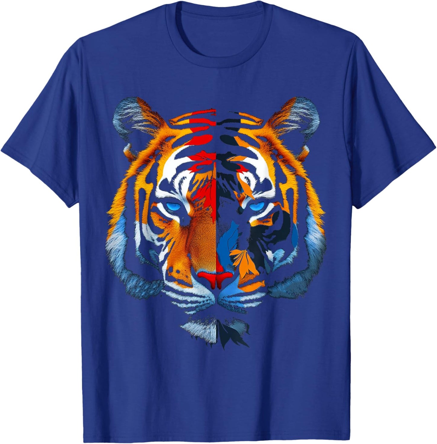Tiger Face Animal Print Art Portrait Graphic Tiger T-Shirt - T-Shirt | Royal