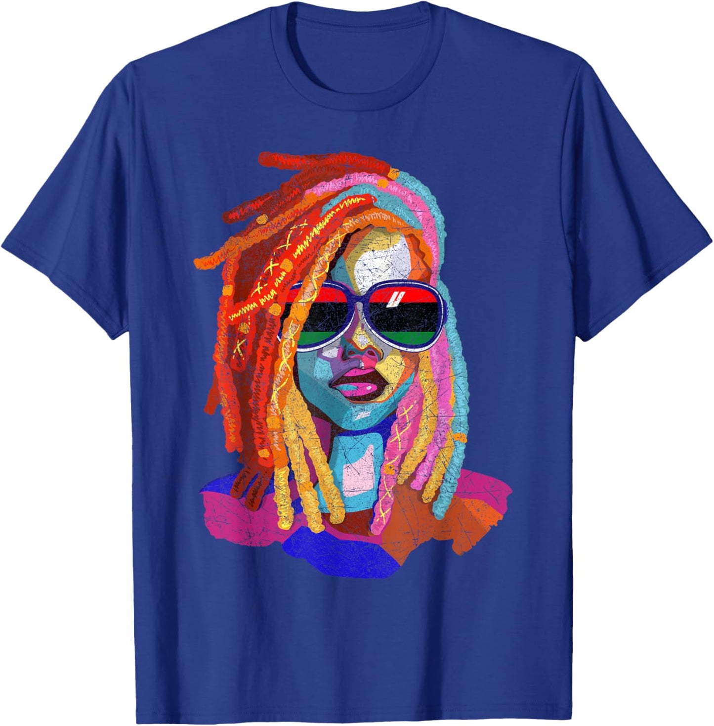 Loc'd Hair Art African American Woman Girl Black Queen T-Shirt - T-Shirt | Royal