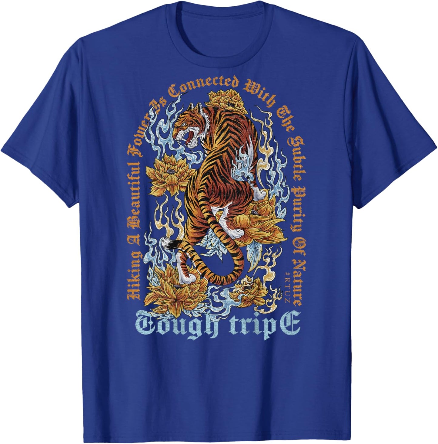 Hip Hop Vintage Retro Urban Y2K Back Print Streetwear Tiger T-Shirt - T-Shirt | Royal