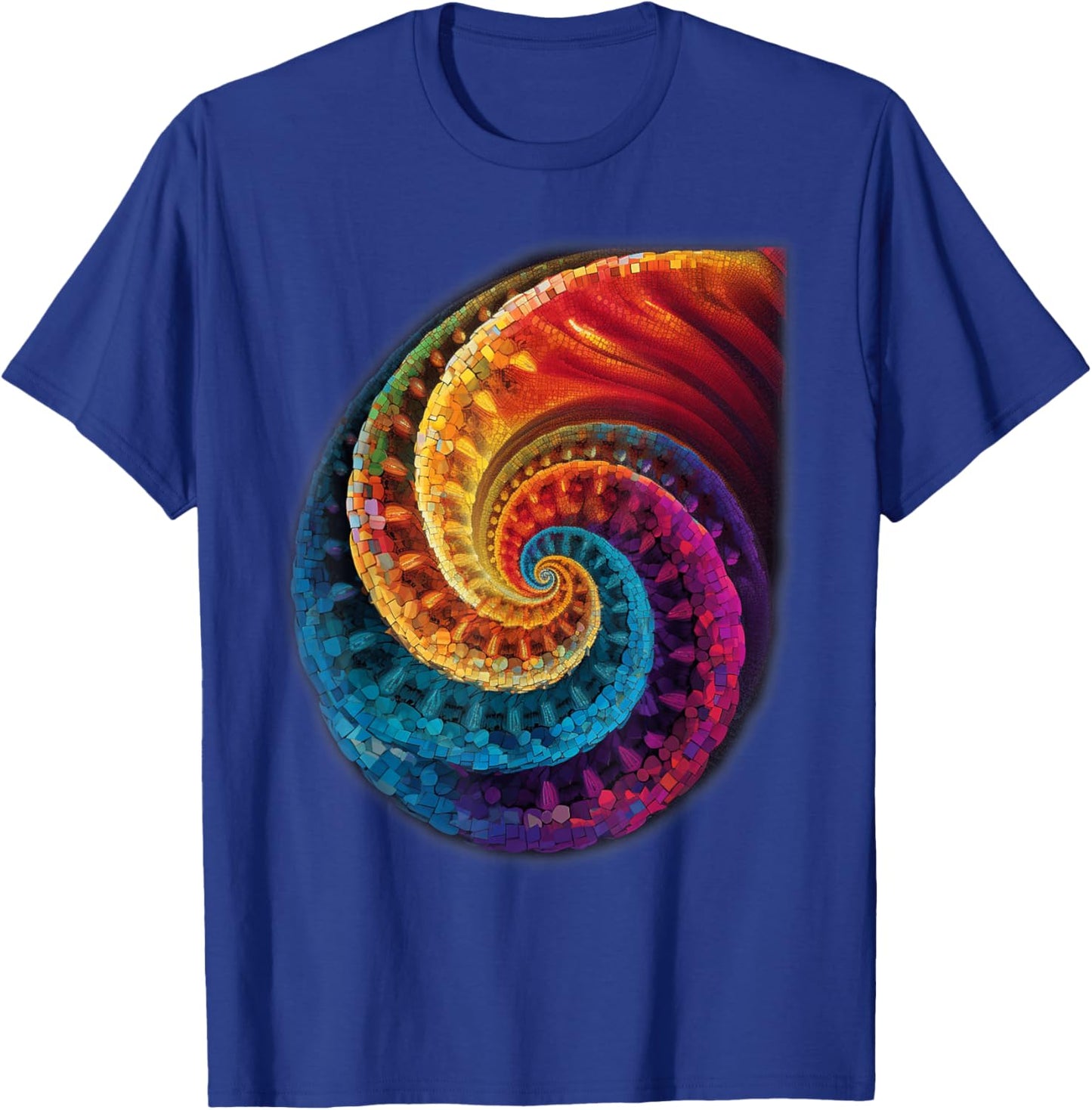 Colorful Fibonacci Spiral Psychedelic Colors Abstract Math T-Shirt - T-Shirt | Royal