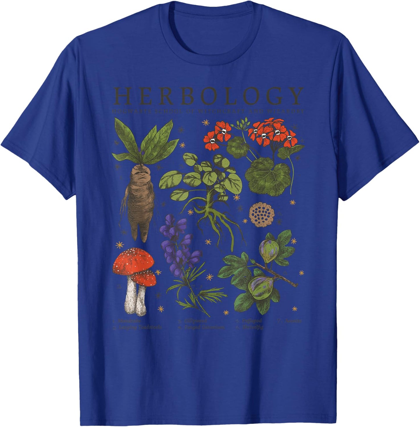 Harry Potter Herbology Plants Vintage Textbook Poster T-Shirt - T-Shirt | Royal